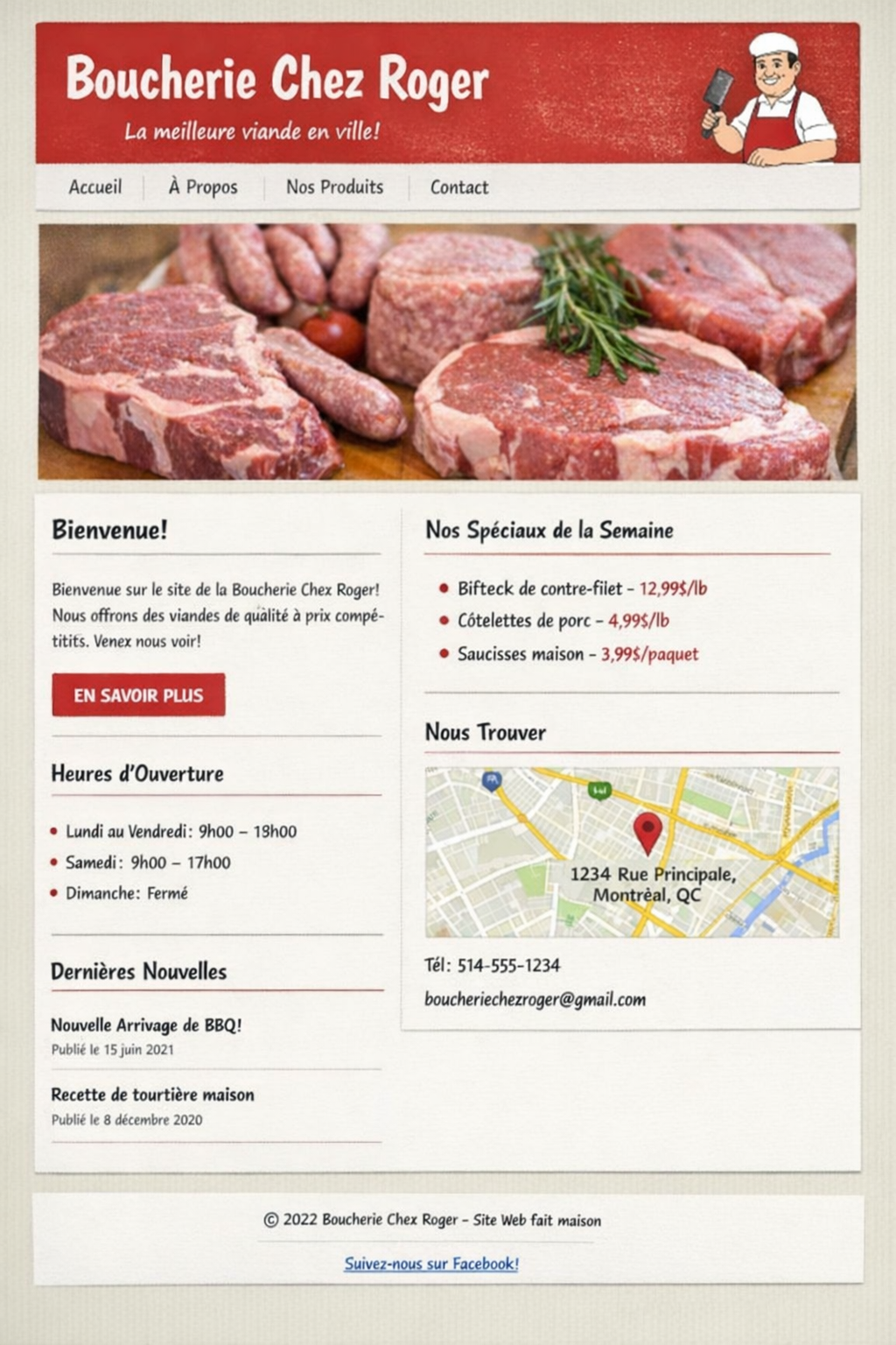 Exemple avant refonte d'un site de boucherie